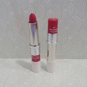 CLINIQUE💥LONG LAST LIPSTICK #17 WATERMELON WHITE CAP - LOT OF 2💥